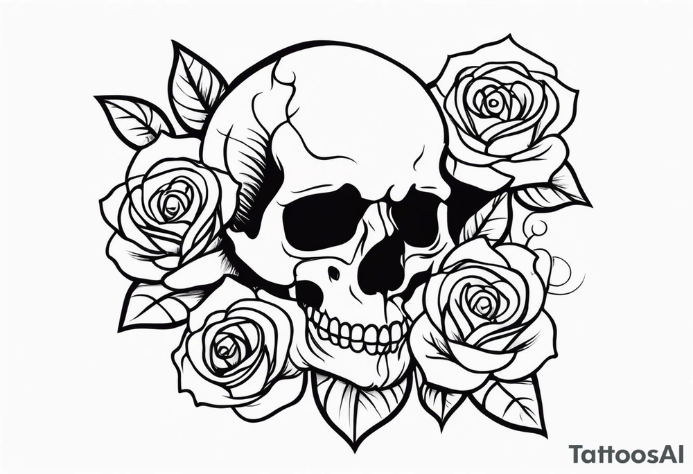 skull and roses tattoo idea