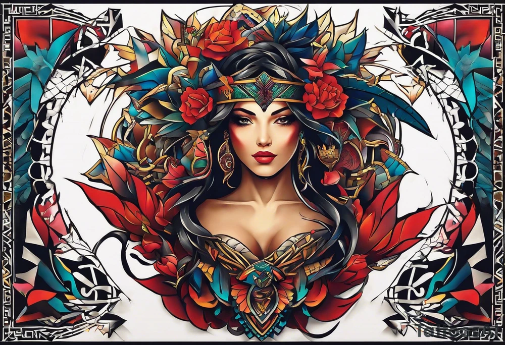 Wide tattoo that appears to be bursting out of the skin, symbolizing freedom. The tattoo should be vibrant and dynamic, with bold lines and colors that evoke a sense of liberation and empowerment. Consider incorporating elements such as broken chains, or other symbols of freedom. The tattoo should be visually striking and thought-provoking, inviting the viewer to reflect on the importance of personal freedom. tattoo idea