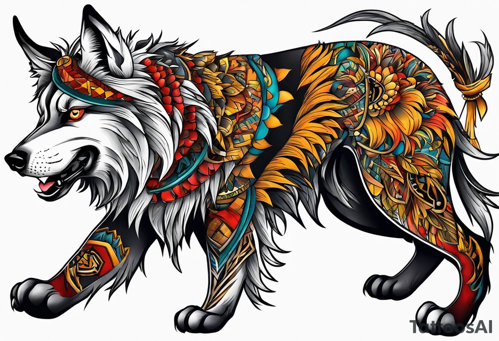 Lobo animal, pes de gente tattoo idea