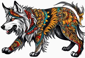 Lobo animal, pes de gente tattoo idea