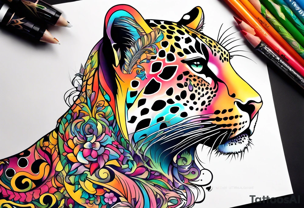 a psychedelic leopard tattoo idea