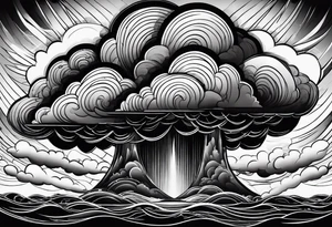 Heavy dark storm clouds tattoo idea
