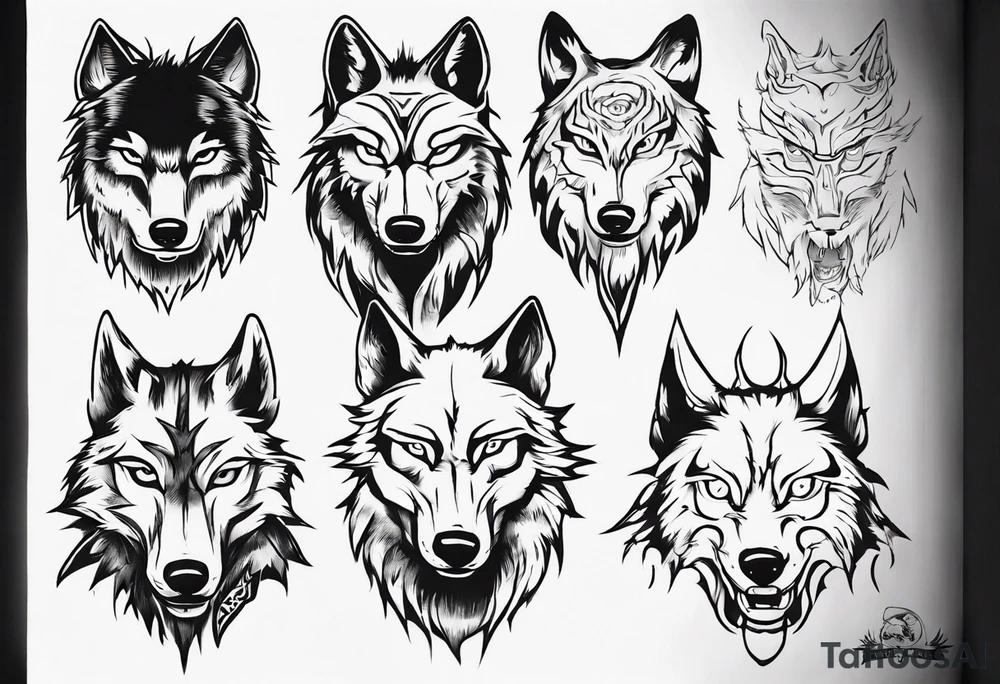 Wolf face tattoo idea
