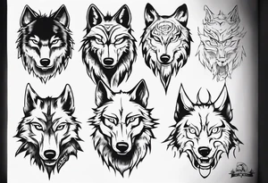 Wolf face tattoo idea