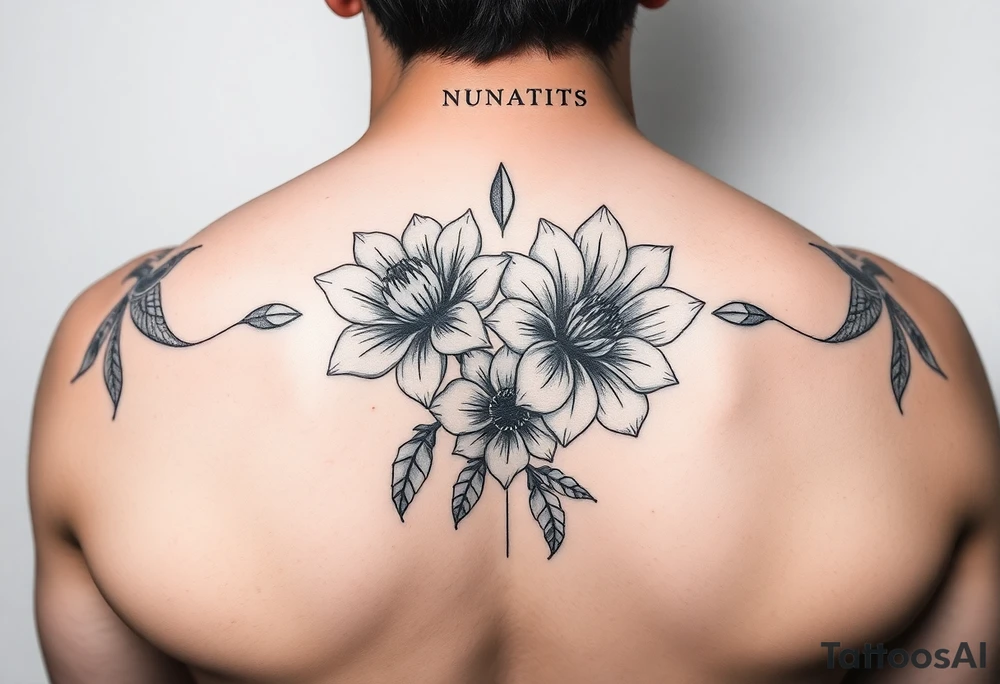 powerful spirit with flowers from Nunavut and representing pain, anger love and healing for front of neck tattoo idea