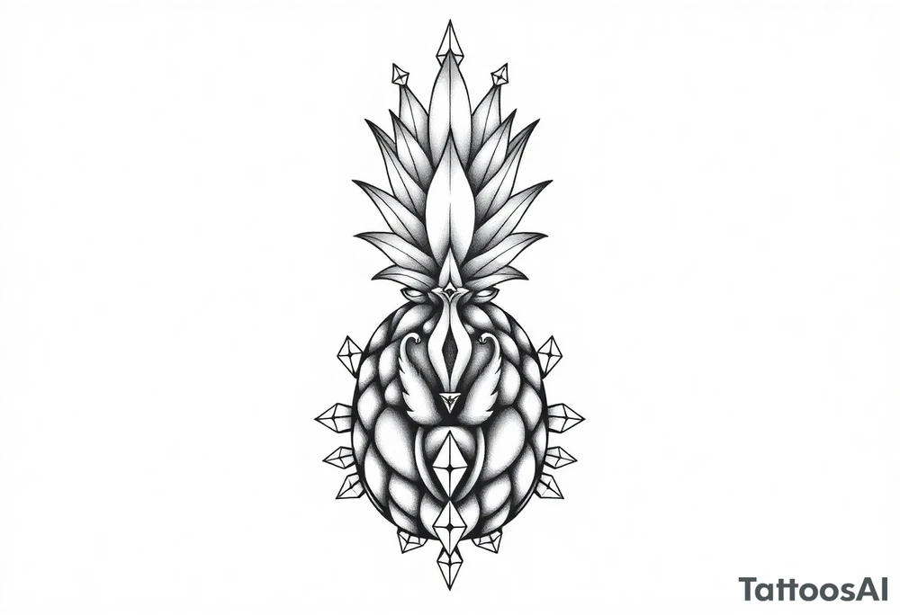 Majestic crown pineapple ,peach vagina, anus ,diamonds tattoo idea