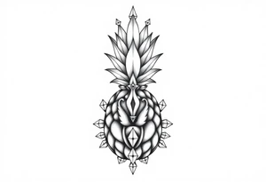 Majestic crown pineapple ,peach vagina, anus ,diamonds tattoo idea