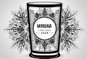Christmas 2024 personalized name banner on a 20 oz tumbler minimalist snowflake motif tattoo idea