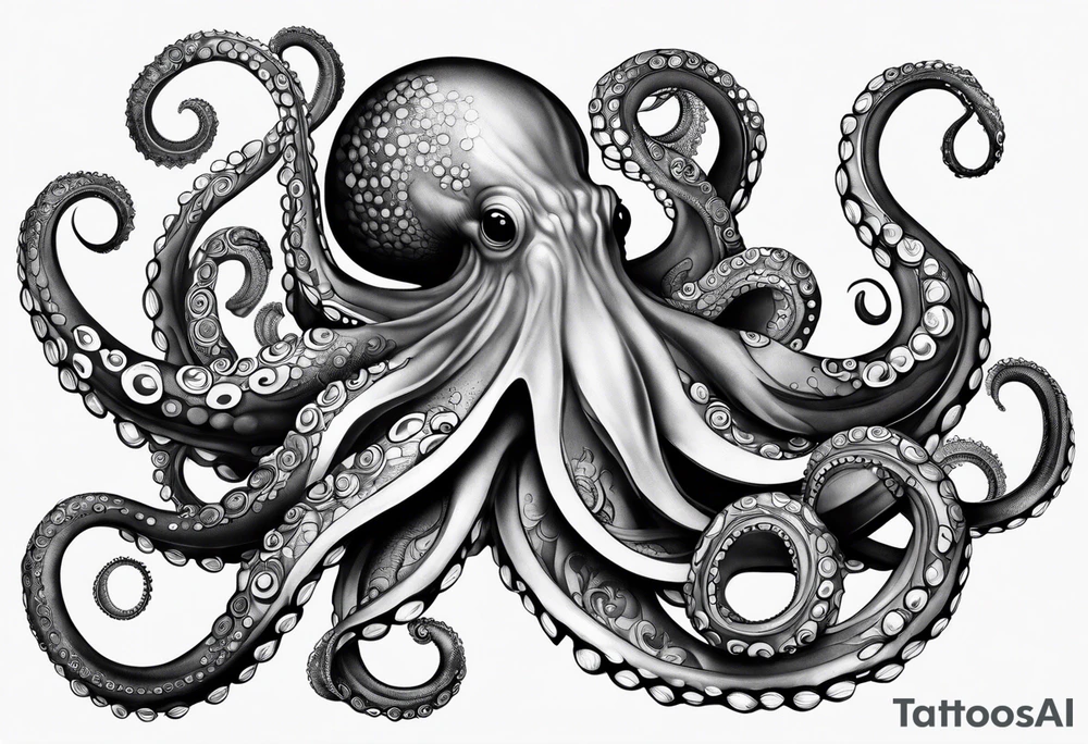 Octopus around lower leg tattoo idea