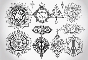 feminine tattoo that is height x width that shows the divine feminine journey through symbols of peace, love and joy Detroit style gangster tattoo idea