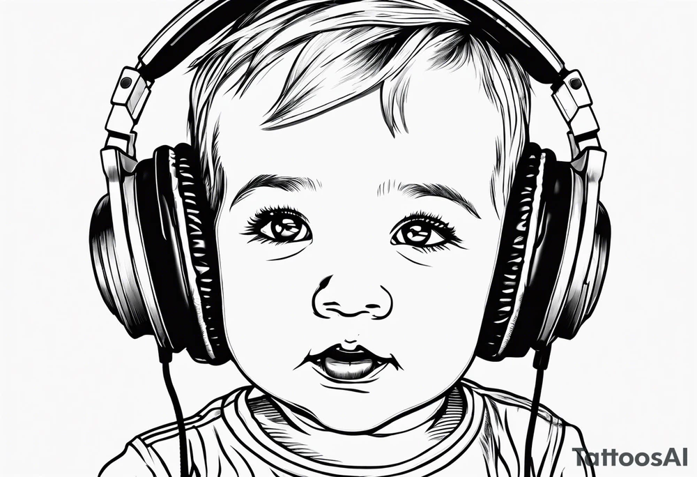 Toddler dancing with headphones tattoo idea