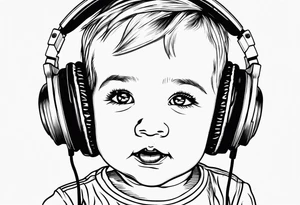 Toddler dancing with headphones tattoo idea