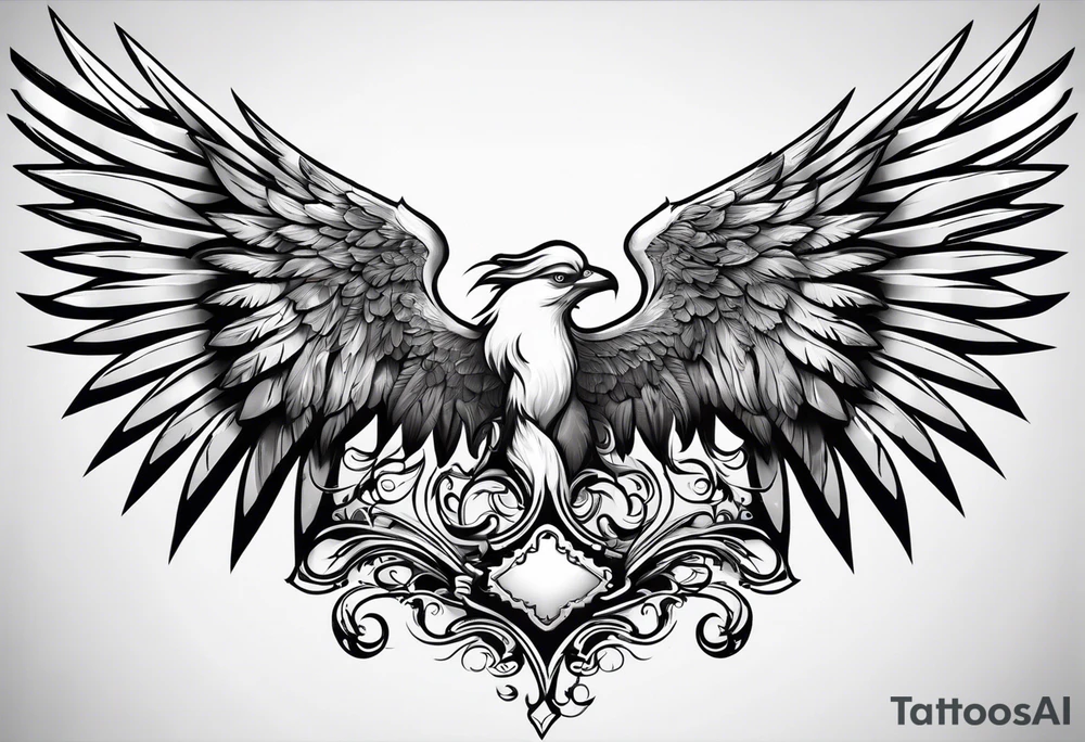 The word Glenn on a banner with angel wings tattoo idea