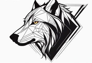 Wolf in profile mouth agape, , his forehead should have the diamond symbol with a dot in the center, tattoo idea