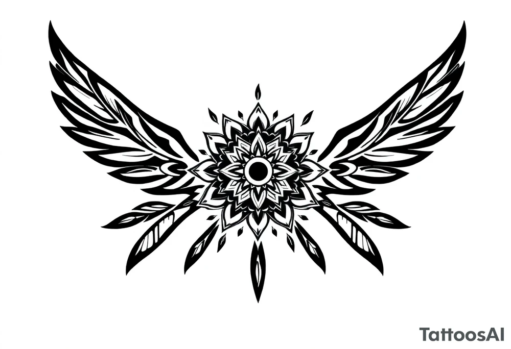 spiritual feather indian mandala shaman tattoo idea