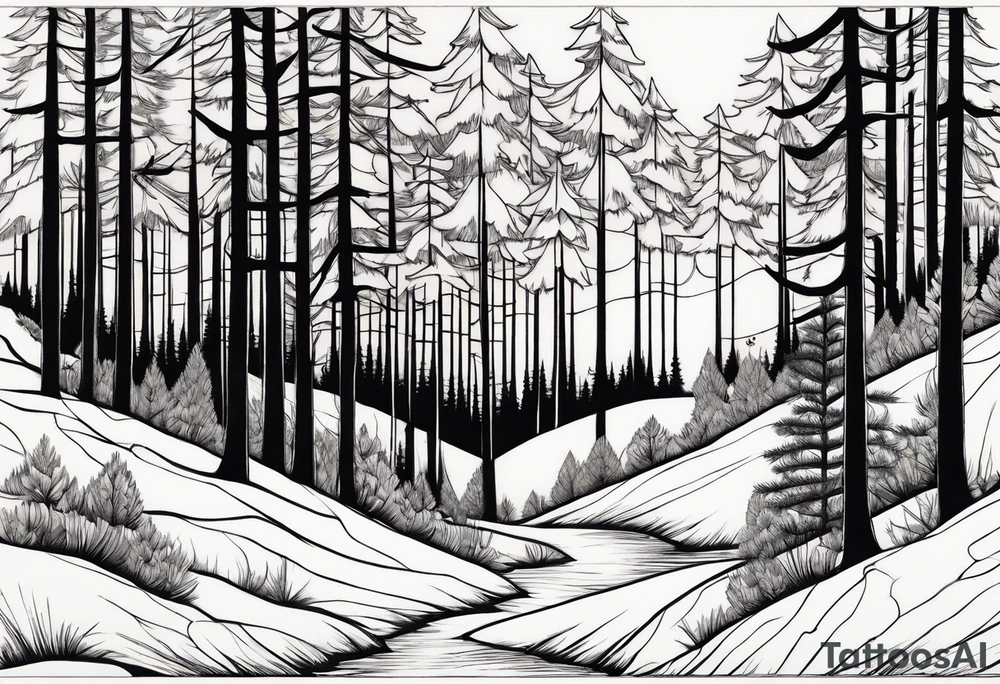 Pine Forest tattoo idea