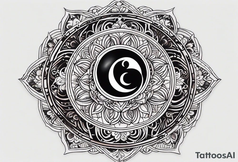 a tattoo whose main theme is balance but also resembles new begining, strong willpower, peace and loyalty. This should be for the front part of the shoulder. maybe add the ying-yang symbol somewhere in the tattoo. Tattoo should have an equal amount of blue and red along with the overall tattoo being black tattoo idea