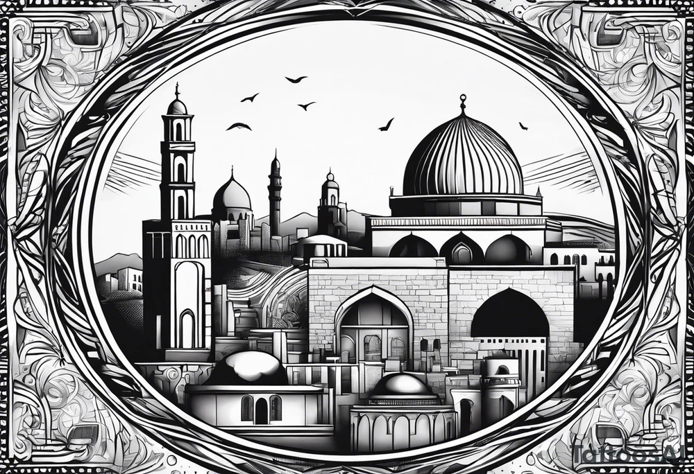 israel city vector swirl 
 vignette tattoo idea