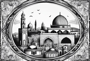 israel city vector swirl 
 vignette tattoo idea