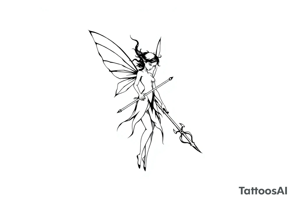 Dark fairy with weapon tattoo idea
