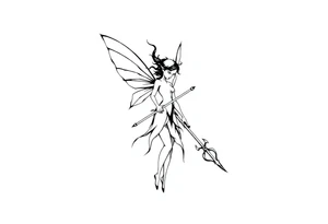 Dark fairy with weapon tattoo idea
