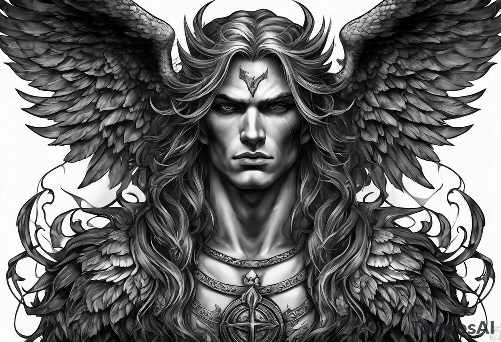 Demonic Male angel from hell tattoo idea