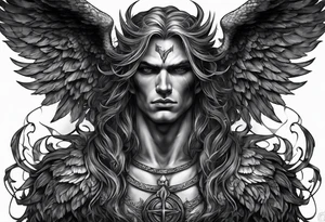 Demonic Male angel from hell tattoo idea