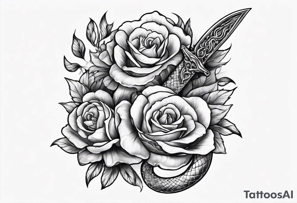 A long dagger with a snake wrapped around it. Add two flowers tattoo idea A long dagger with a snake wrapped around it. Add two flowers tattoo idea