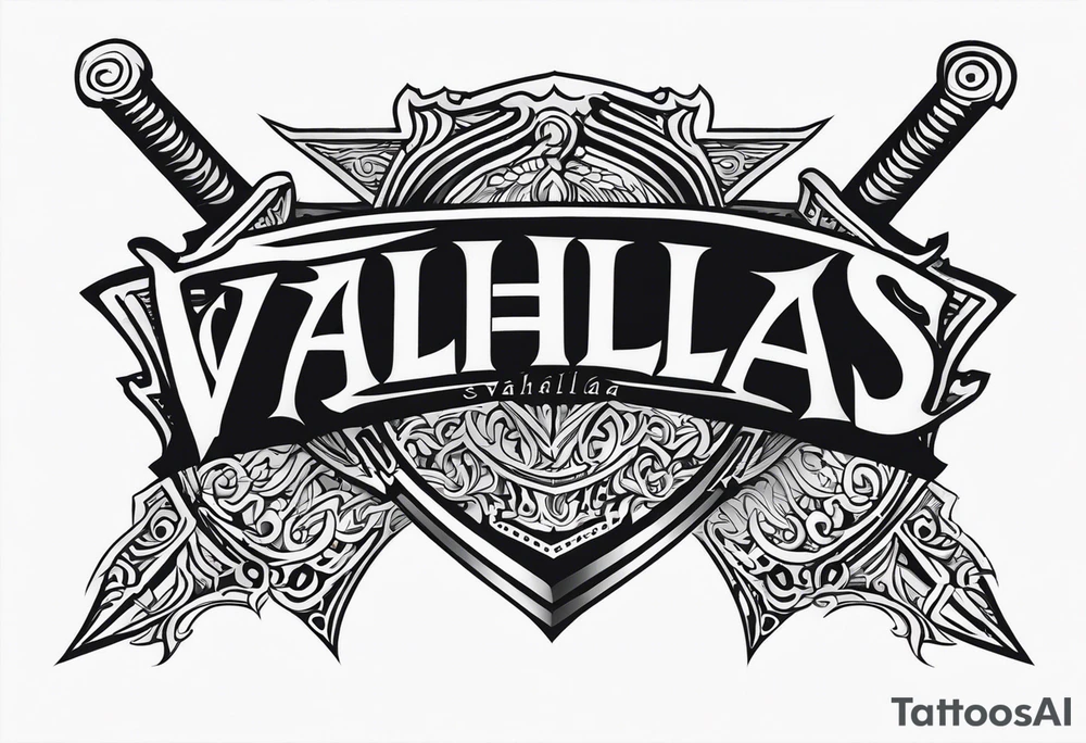 Valhalla Stairs sword shield tattoo idea