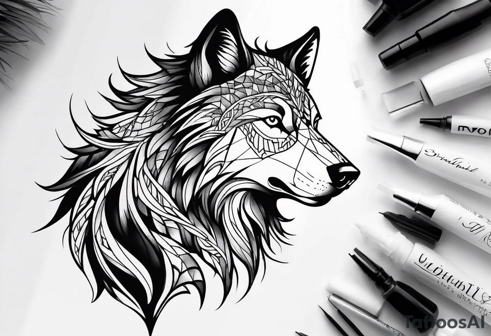 Spiritual wolf tattoo idea
