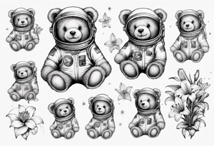 Teddy bear astronaut Lily tattoo idea
