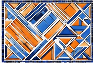 a square-shaped mosaic piece that is made of dark blue and orange. Do not mix the colors, each piece of mosaic should contain one color. It should not have too many pieces within. tattoo idea