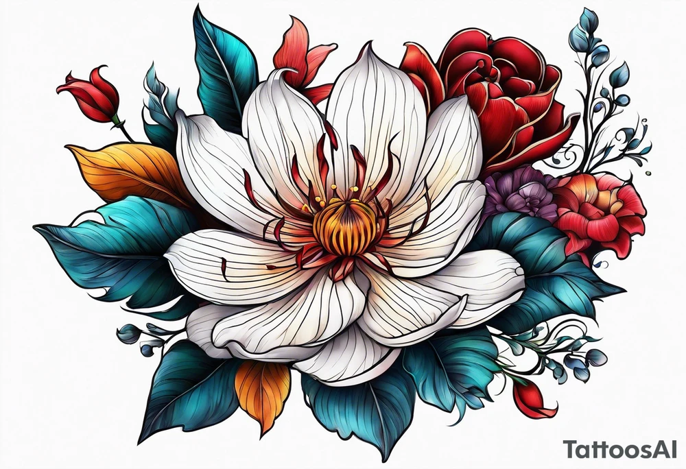 sea, flower tattoo idea