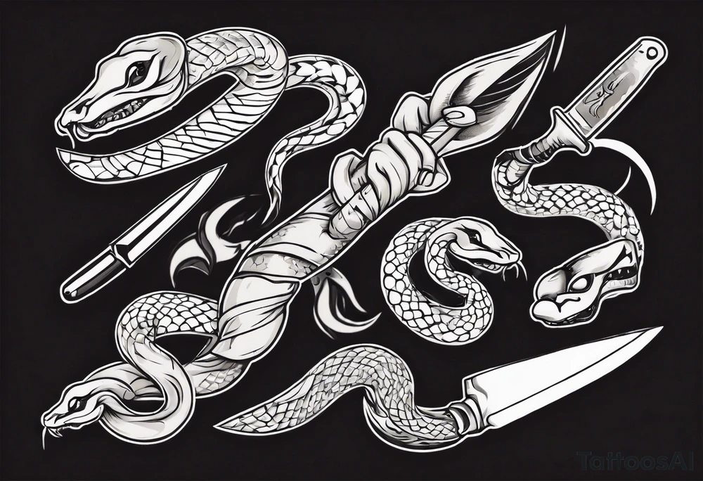 A snake wrapping a knife tattoo idea