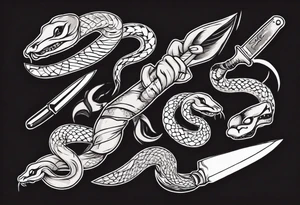 A snake wrapping a knife tattoo idea
