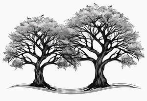 Three trees together fineline simple tattoo idea