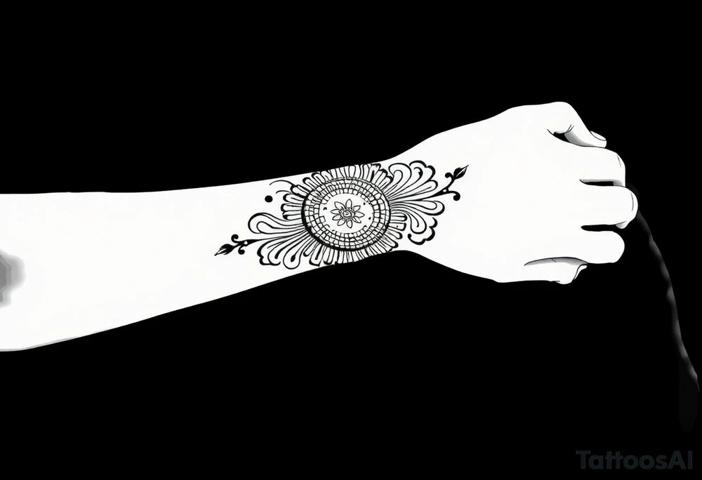 Henna tattoo on wrist in black background tattoo idea