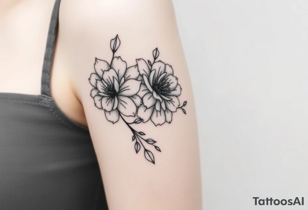 Rose and Chrysanthemum bouquet tattoo tattoo idea
