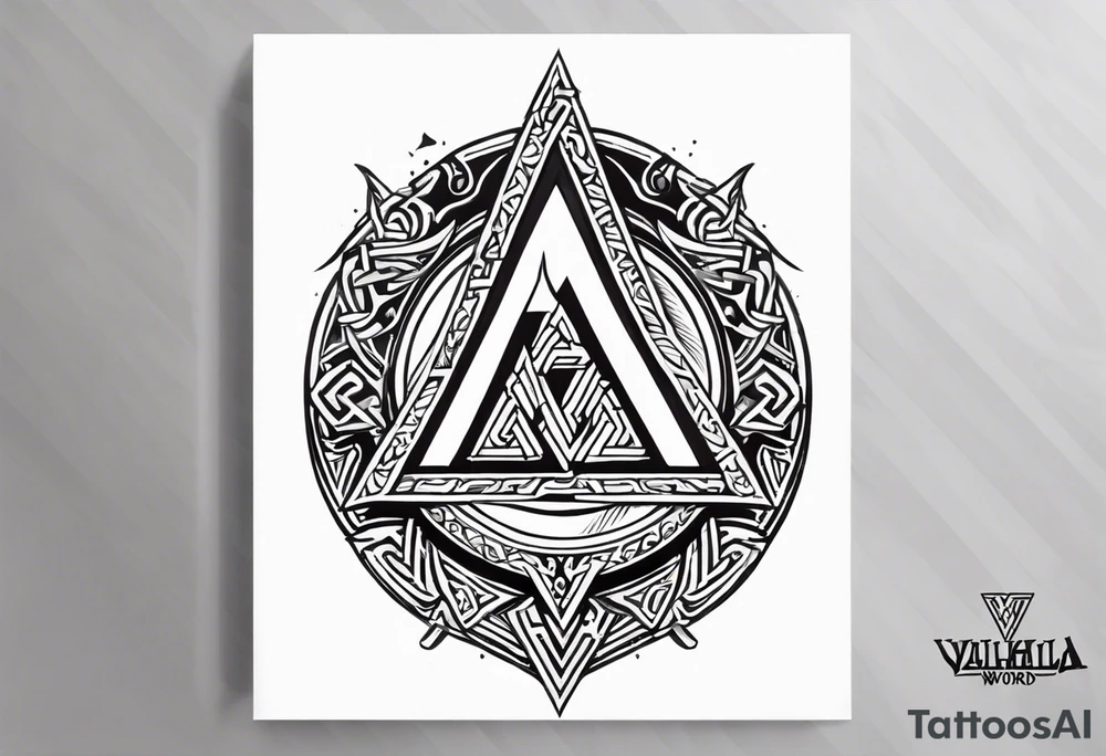 Valhalla sword shield axe Valknut victory tattoo idea