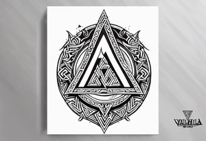 Valhalla sword shield axe Valknut victory tattoo idea