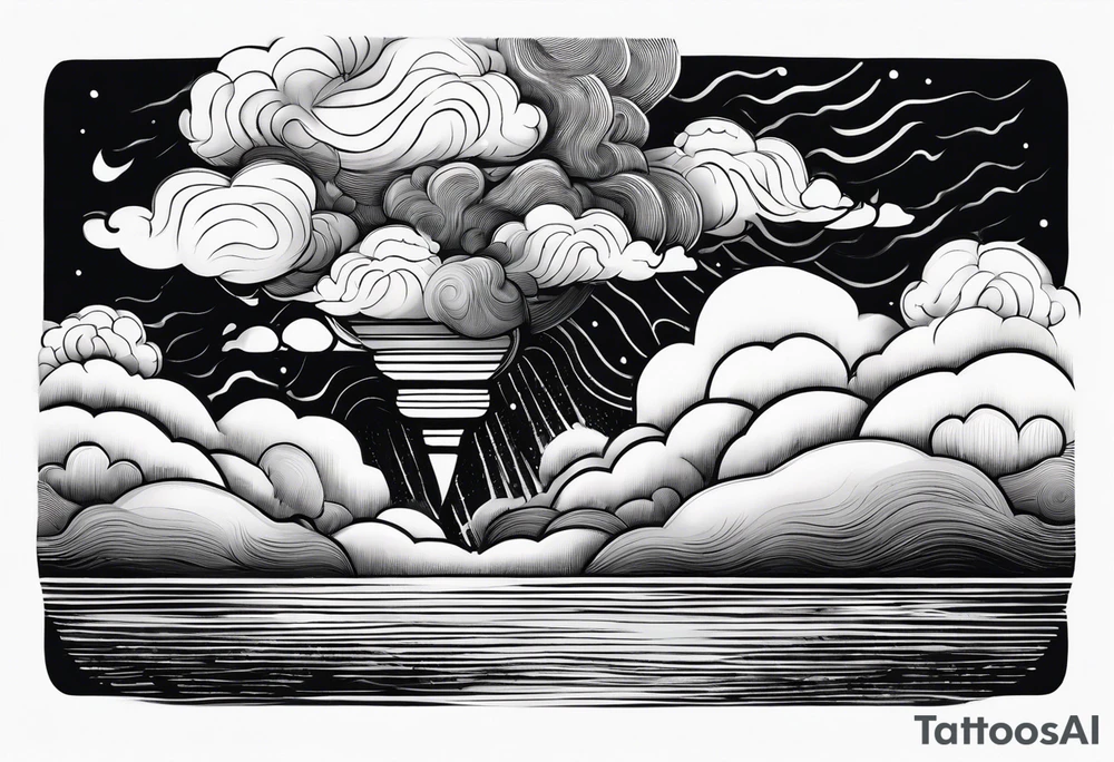 Clouds darkness hard core tornado downpour tattoo idea