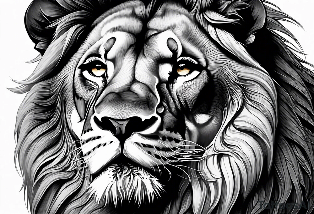 powerful majestic lion, close-up tattoo idea