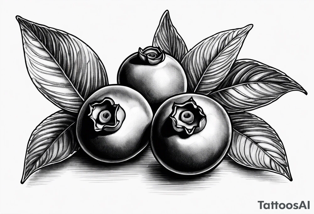 3 blueberries with a single leaf tattoo idea