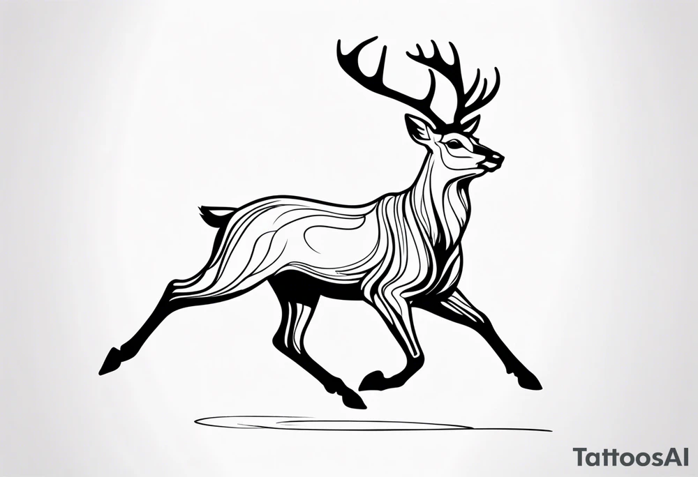 Deer running down tattoo idea