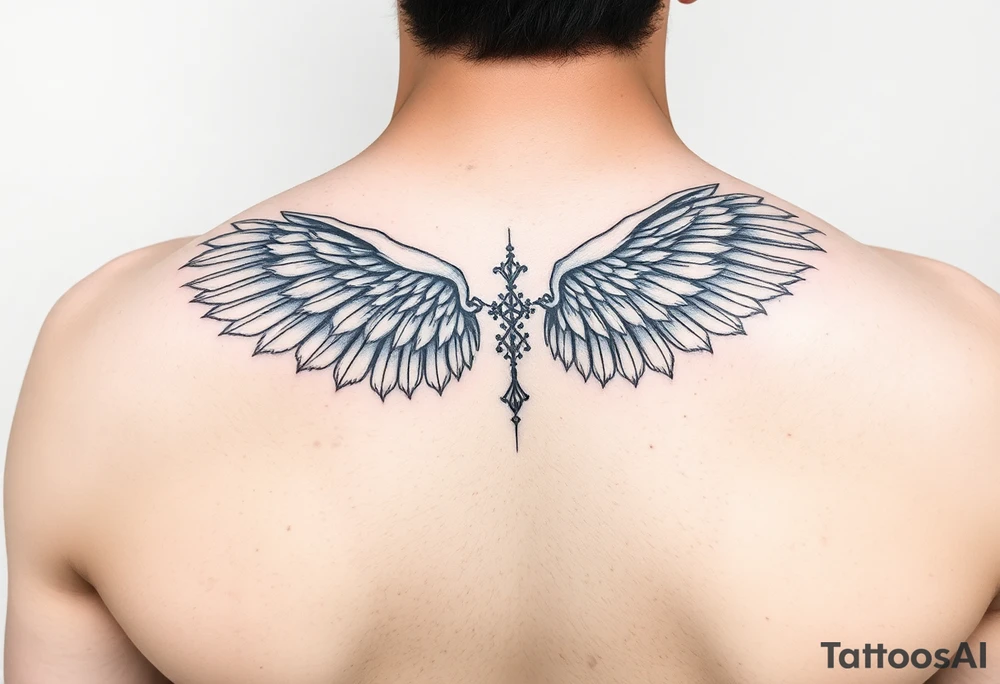 Forearm “gold” kintsugi wing tattoo idea