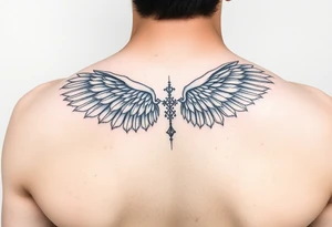 Forearm “gold” kintsugi wing tattoo idea