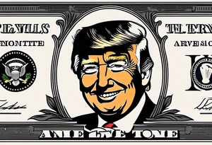 One American bill with President Trump smiling in the middle of the screen. tattoo idea