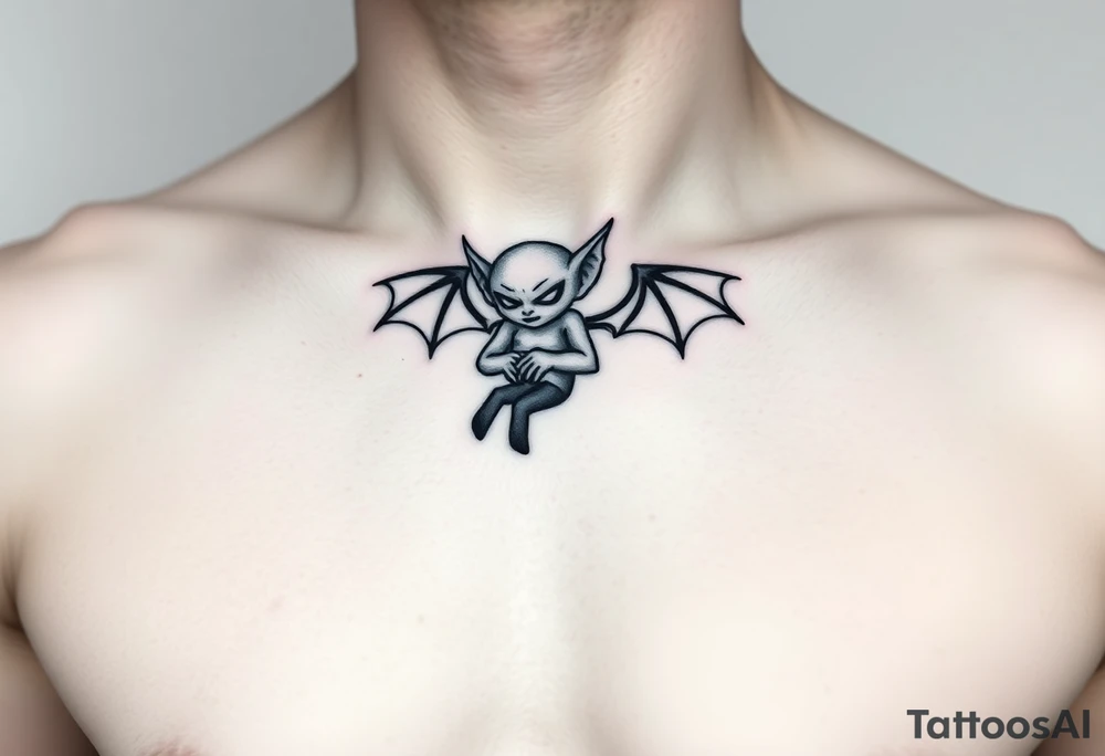 Tiny goblin with wings tattoo idea