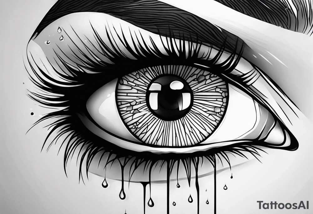 Realistic eye crying tattoo idea