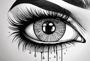 Realistic eye crying tattoo idea